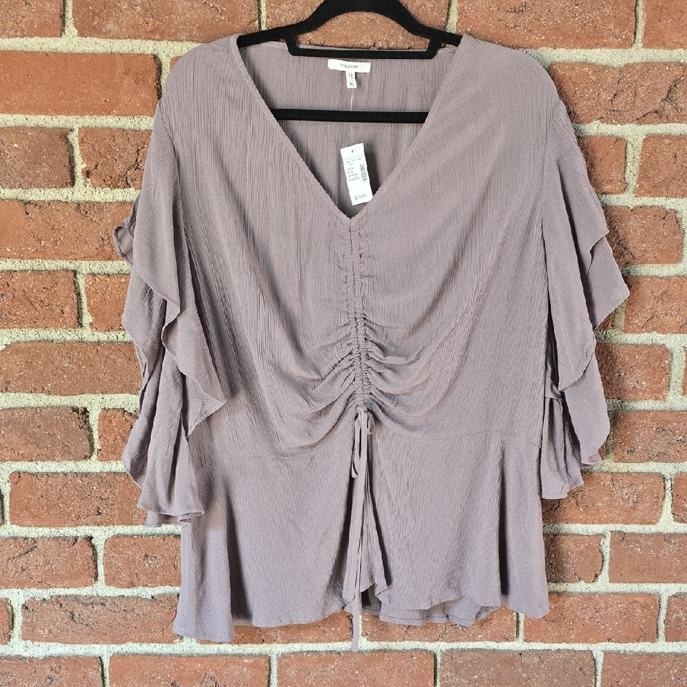 Maurices Mauve Ruffle Sleeve Blouse